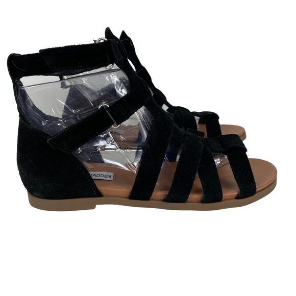Steve Madden Gali Sandals Black Leather Open Toe Casual Gladiator Womens 8M - Picture 5 of 14